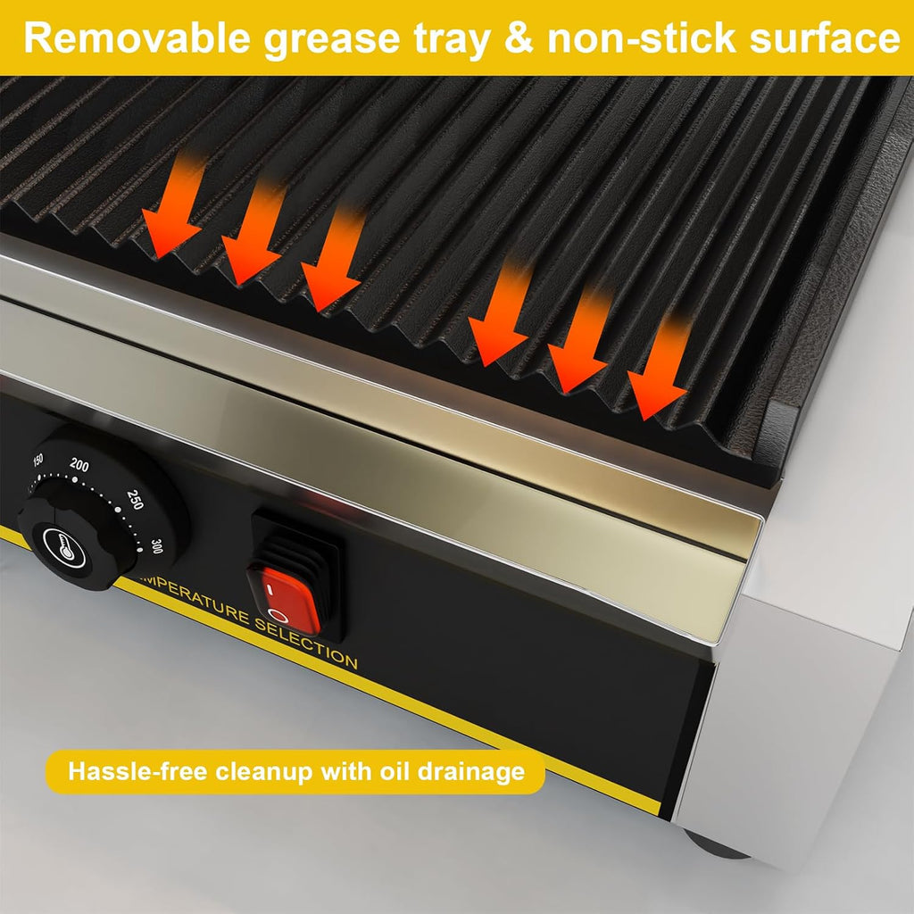 Commercial Panini Press Grill, 1800W Electric Sandwich Panini Maker