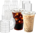 Iced Coffee Cups with Lids Straws, 50 Sets 16oz Plastic Boba Cups