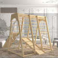 Toddler Jungle Gym, 66" Indoor Playground Set with Swing, Rock Climb Wall, Slide, Monkey Bars, Wood & Rope Ladder