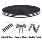 Black and White Striped Ribbon - 3/8 Inch x 55 Yards