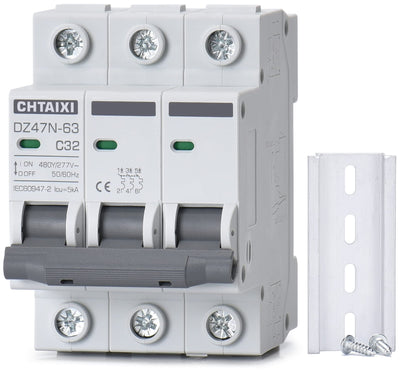 Chtaixi AC Miniature Circuit Breaker, 3 Pole 480V 32 Amp