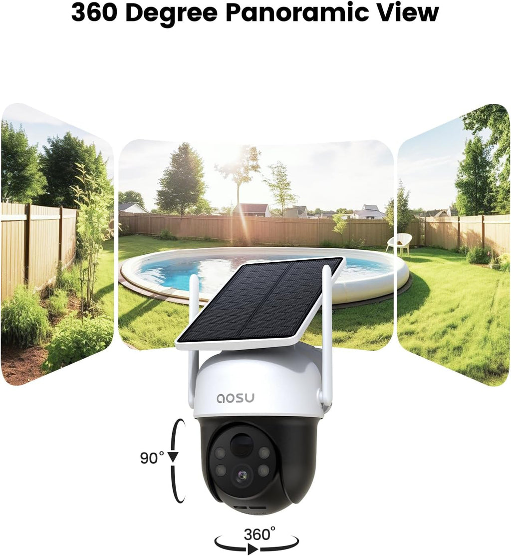 Solar Camera Security Outdoor - 100% Wire-Free Security Cameras Wireless Outdoor for Home Surveillance with Fixed