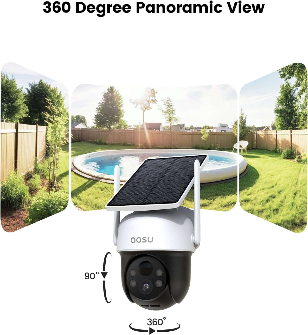 Solar Camera Security Outdoor - 100% Wire-Free Security Cameras Wireless Outdoor for Home Surveillance with Fixed