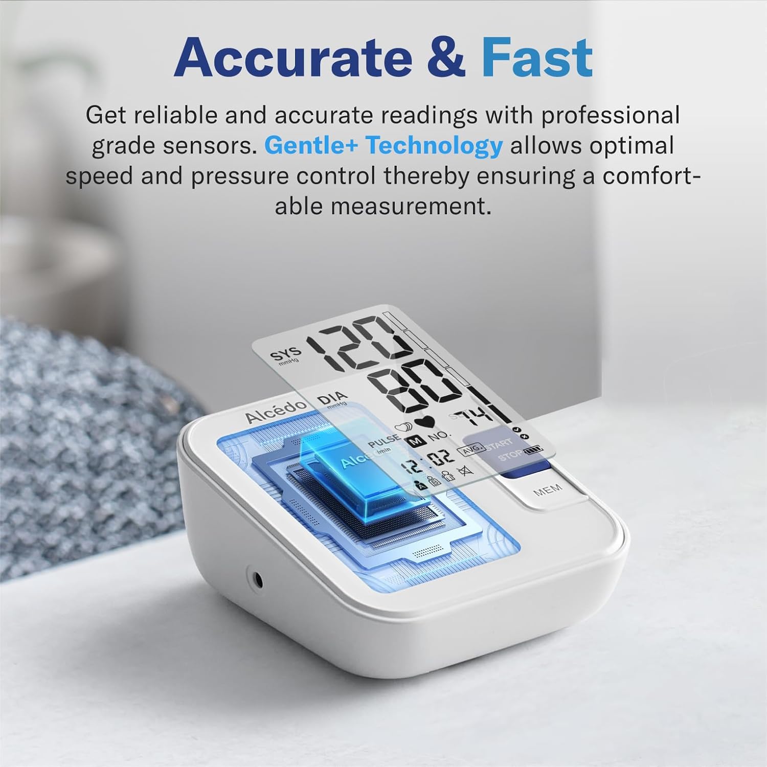 Blood Pressure Monitor for Home Use, Automatic Digital BP Machine with Large Cuff for Upper Arm, LCD Screen, 2x120