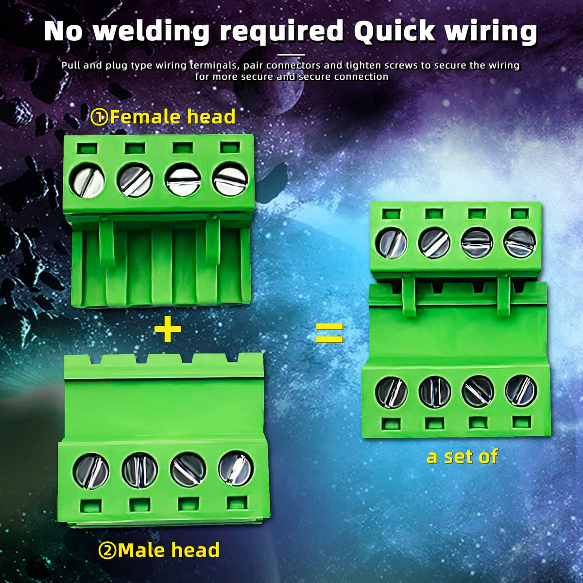 DaFuRui 15 Pairs 4 Pin 5.08mm PCB Mount Phoenix Type Connector with Plug