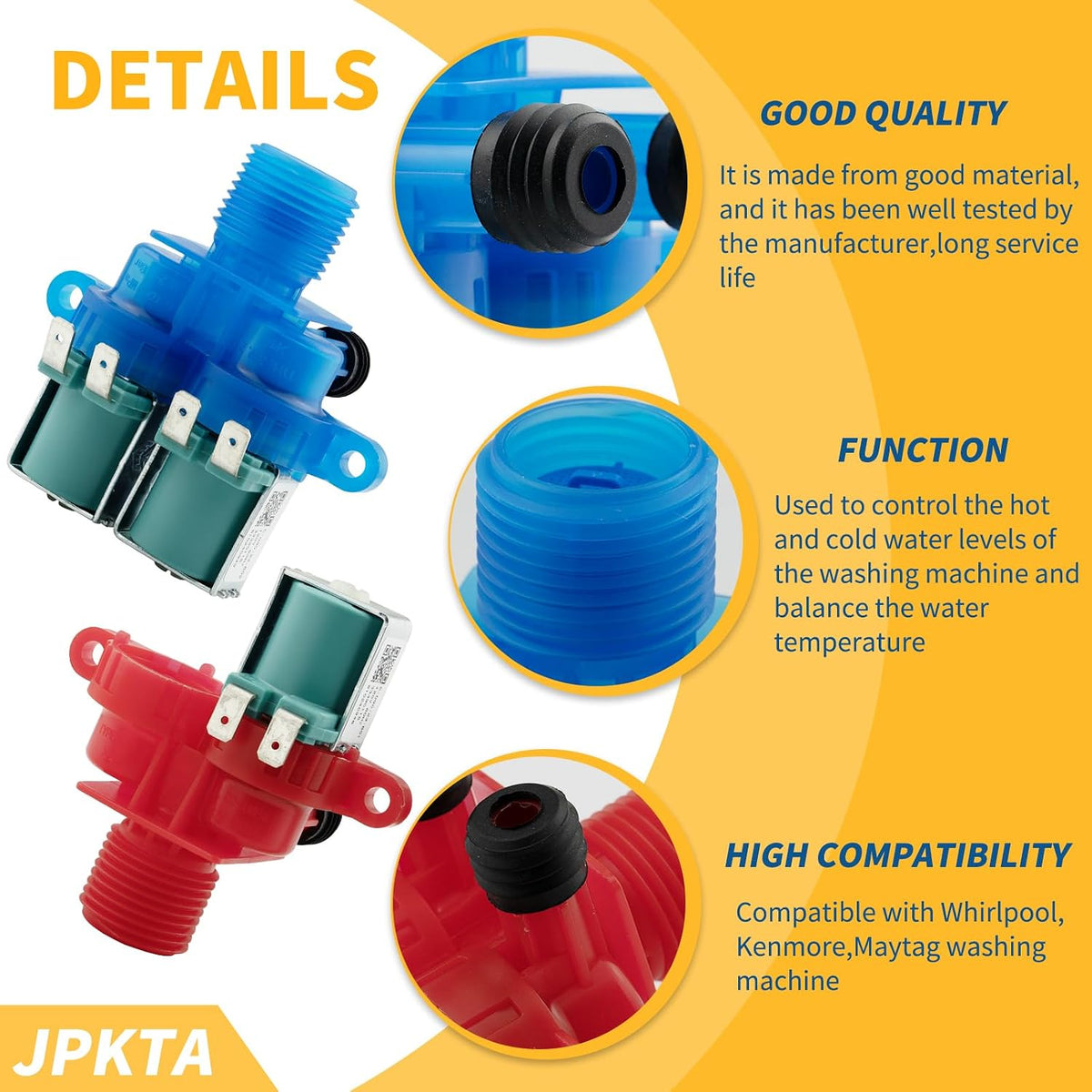 W10240949 Cold Water Inlet Valve MVWX655DW1 W10240948 Hot Water Inlet Valve Replacement Part Compatible with Whirlpool Kenmore Maytag Washers - Replaces W11168740 W10921515 W10921514 W11168743