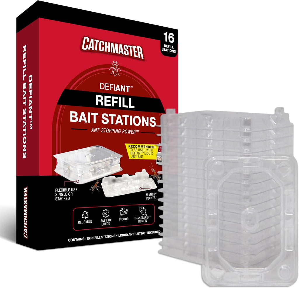 Defiant Reusable Ant Traps Indoor Refill (16 Pack), Bait NOT Included – Bait Stations that Hold Liquid Ant Killer –