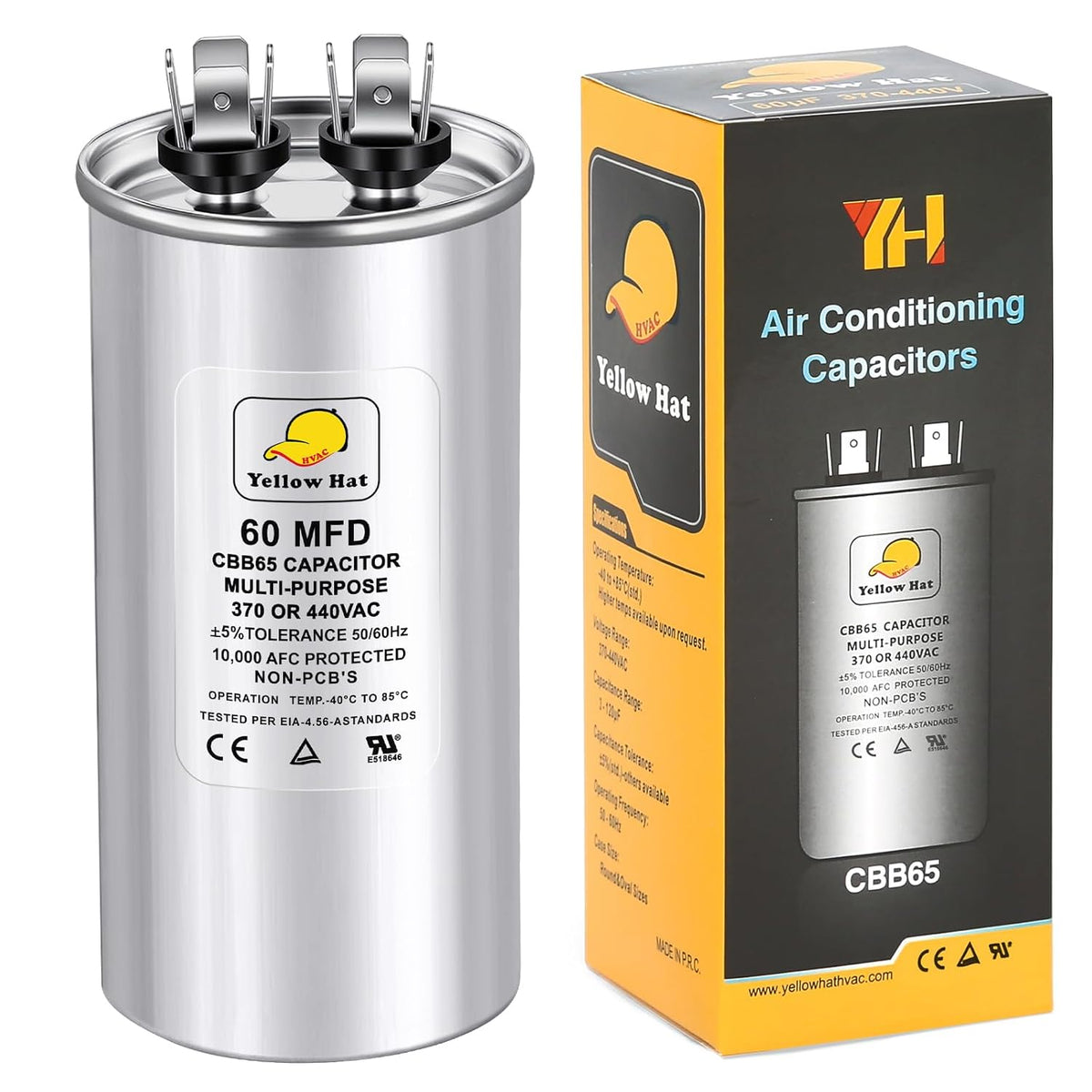 60 uF 60 MFD ±5% 370V/440V CBB65 Run Round Capacitor for AC