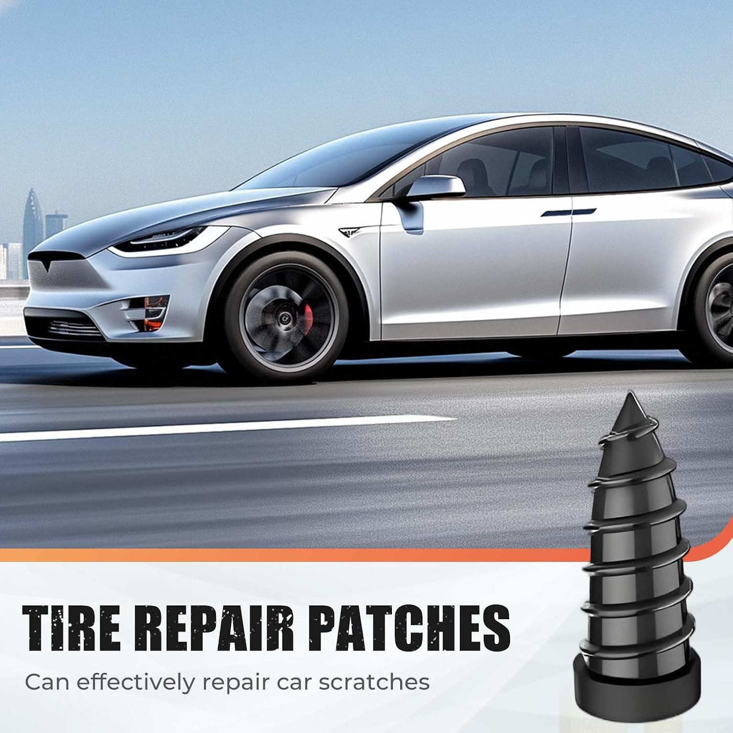 Tire Repair Rubber Nail Kit with 2 Sizes, Screw in Tire Plugs Rubber Screws, Tire Repair Screws for Tubeless Tires