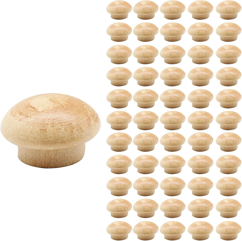 Wood Plugs, Maple Button Top Screw Covers, 100 Pack, 3/8 Inch | Round-Head Hardwood Plugs