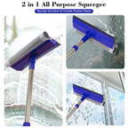 2-in-1 Window Squeegee&Car Squeegee with 15.7"-27.5" Retractable Stainless Steel Handle, Windshield Cleaner Tool for