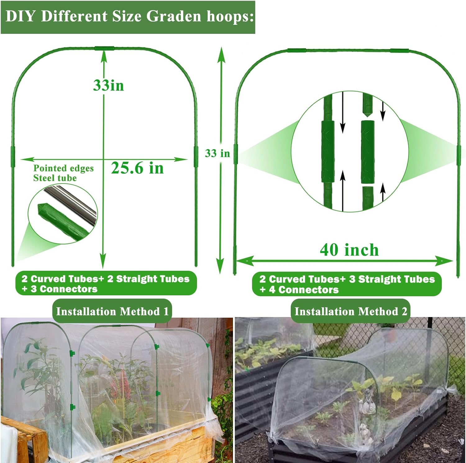 Garden Mesh Netting Kit, 10 * 30FT Ultra Fine Netting Plant Covers with 6 Pcs Wide Garden Hoops & 18 Clip, Garden