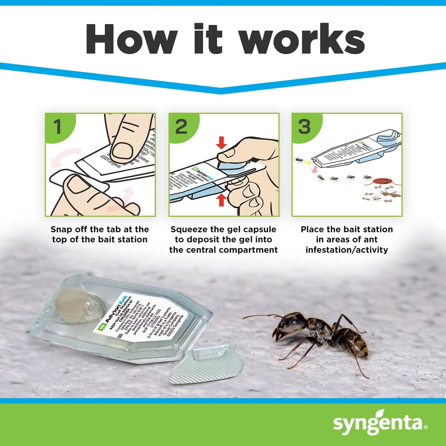 Syngenta Advion Ant Gel Station Insecticide, Ready-to-Use Gel Bait with The Active Ingredient Indoxacarb, Ant Bait