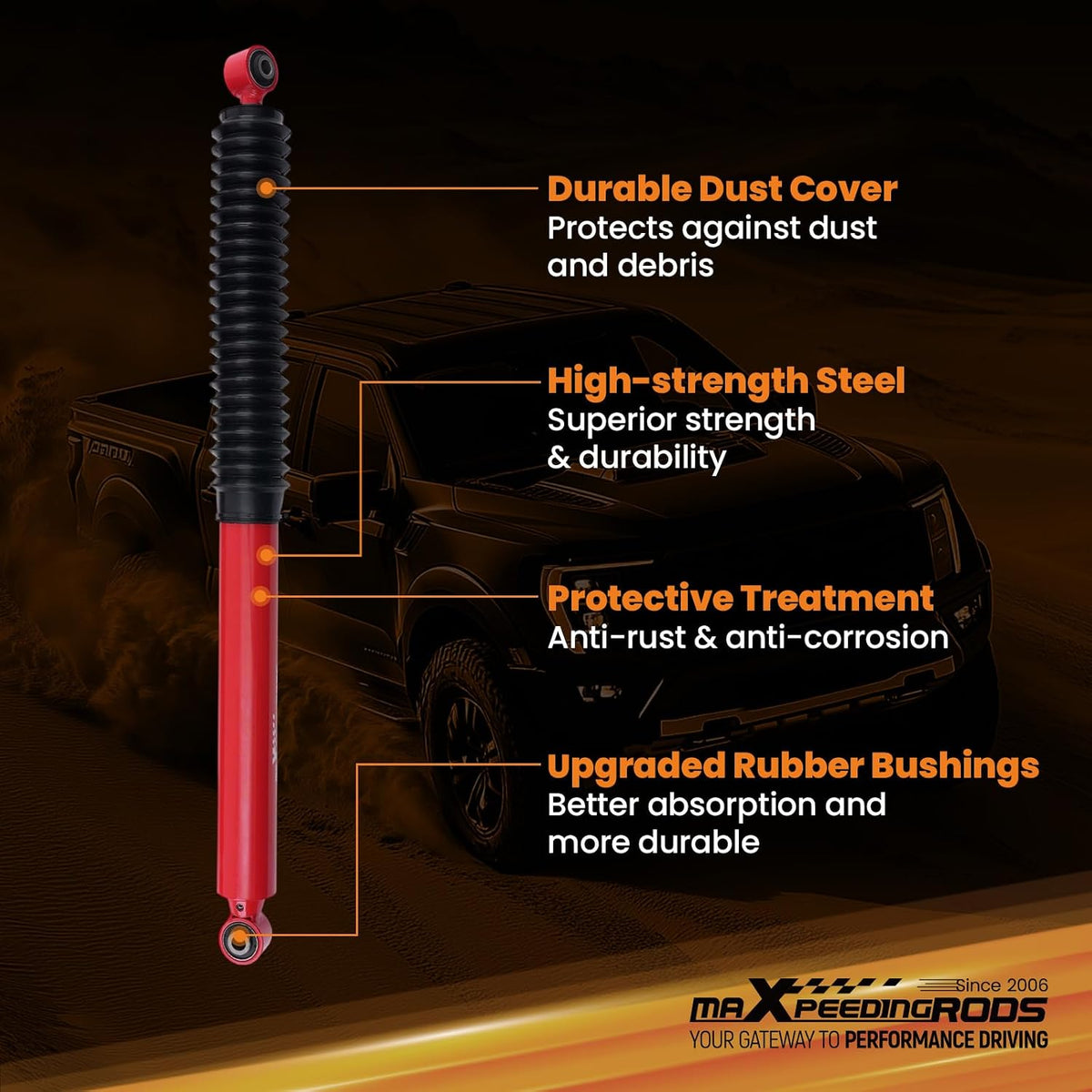 maXpeedingrods Rear 0-1" Monotube Shocks for Ford F-150 2015-2026, G3