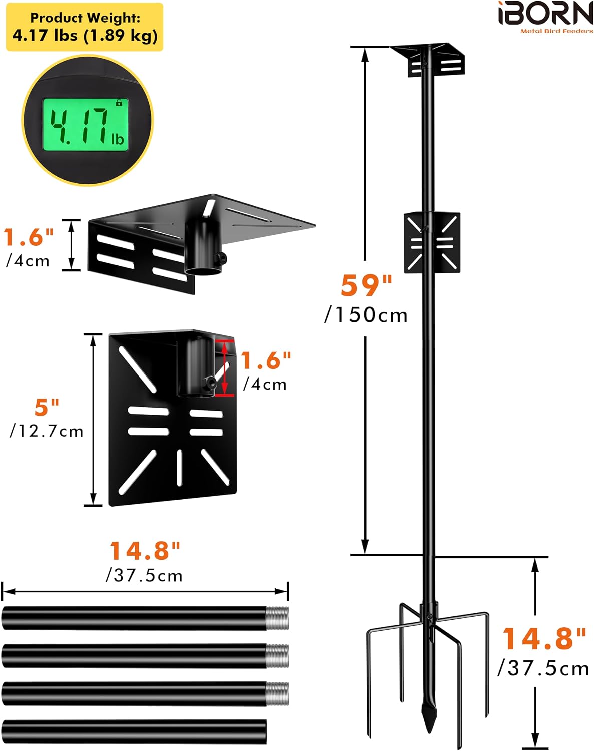Camera Bird Feeder Pole 3in1 Compatible Bird Feeder Poles for Outdoors Heavy Duty,59inch Adjustable Height Bird House