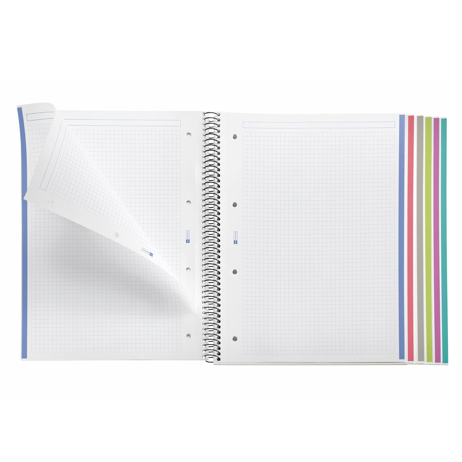 Miquelrius 8.25 x 11.75 A4 Wirebound Notebook, 6-Subject, Graph Paper, Black (2824)