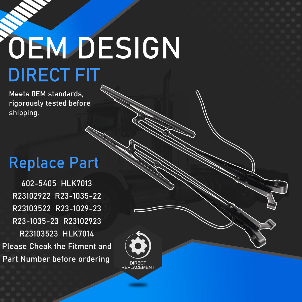 Front Windshield Wiper Arm Kit Compatible with Kenworth 07-20
