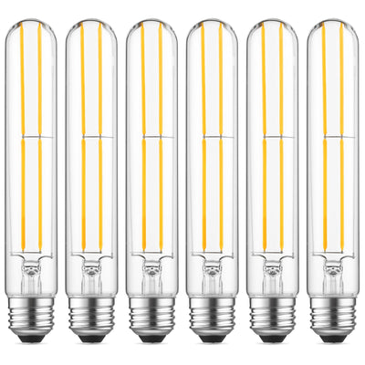 7.3" T10 Tubular LED Light Bulb, 60W Eq, Dimmable, Cool White 4000K, 6-Pack