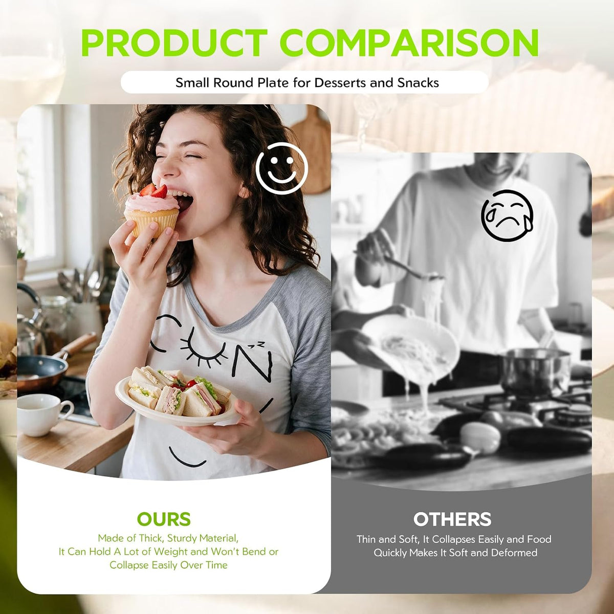 Disposable Compostable Paper Plates 6" - Small Dessert Plates 100 Count