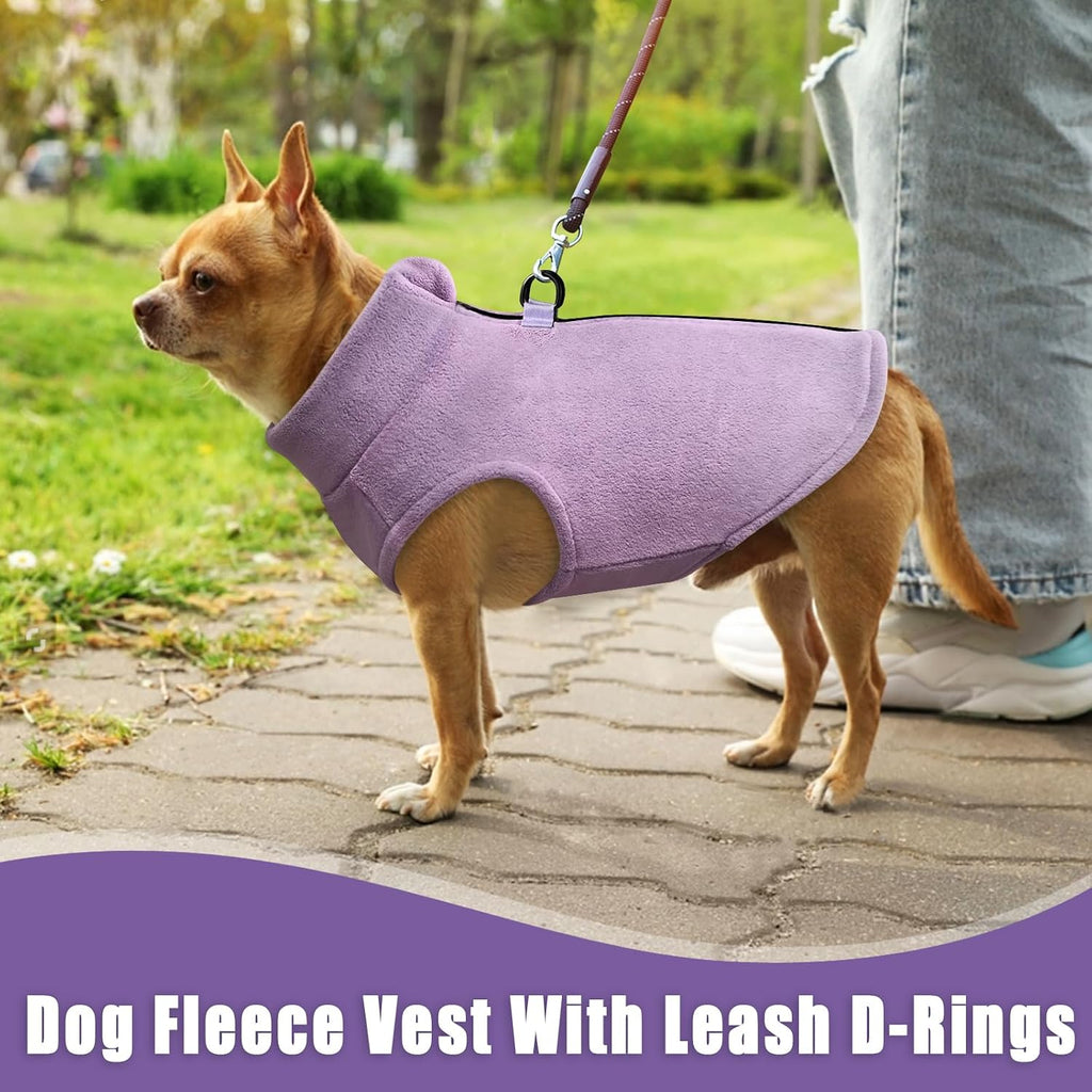 Dog Fleece Vest Sweater Zip Up Warm Pullover Dogs Jacket with D-Ring Leash Winter Cold Weater Coat Pet Sweatershirt