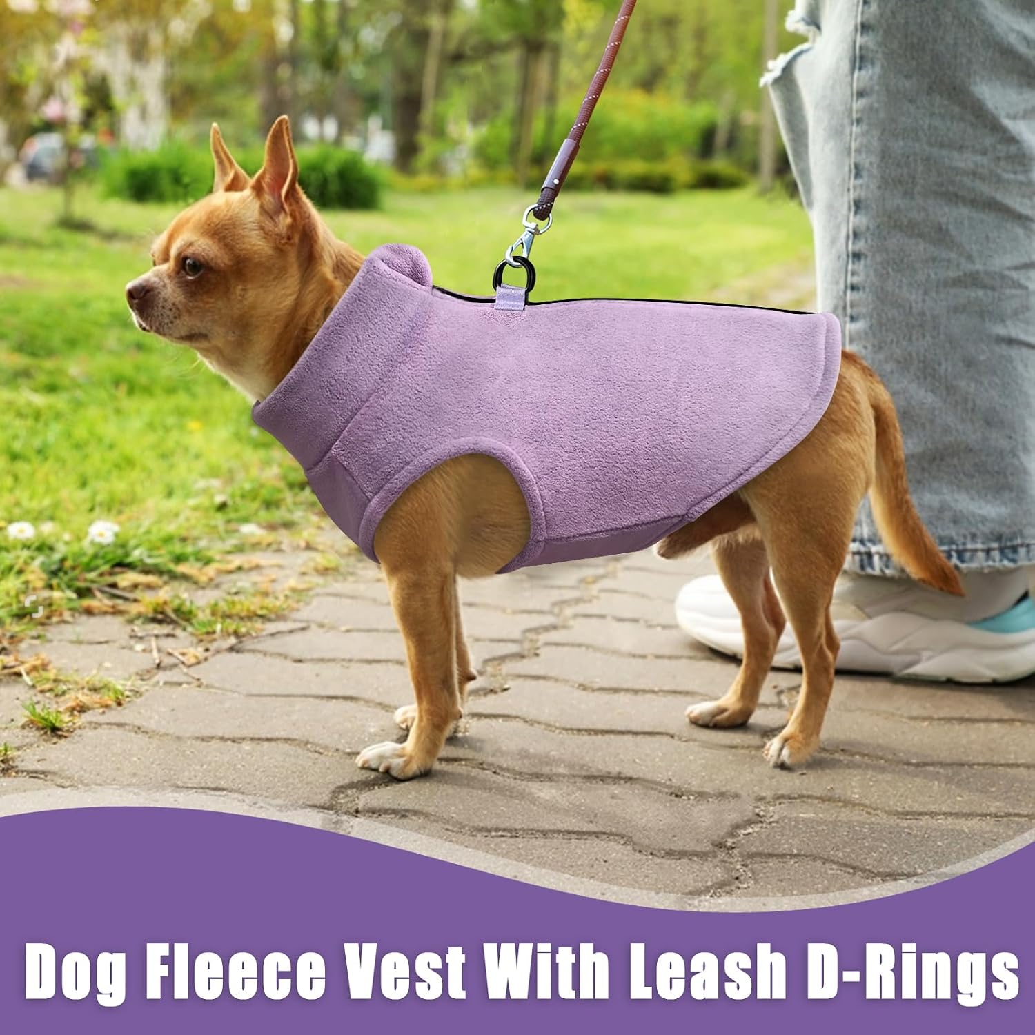 Dog Fleece Vest Sweater Zip Up Warm Pullover Dogs Jacket with D-Ring Leash Winter Cold Weater Coat Pet Sweatershirt