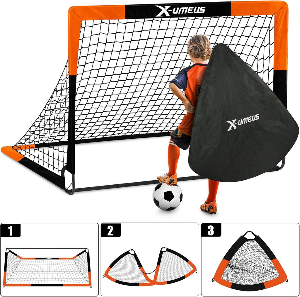 Kids Soccer Goals for Backyard Set of 2, 4 x 3 ft/6 x 4 Toddler Soccer Goal Training Equipment with Soccer Ball