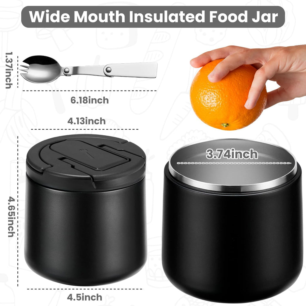 20oz Insulated Vacuum Food Jar with Buckle Lid,Soup Thermo for Hot Food Kids,Wide Mouth Leakproof Stainless Steel