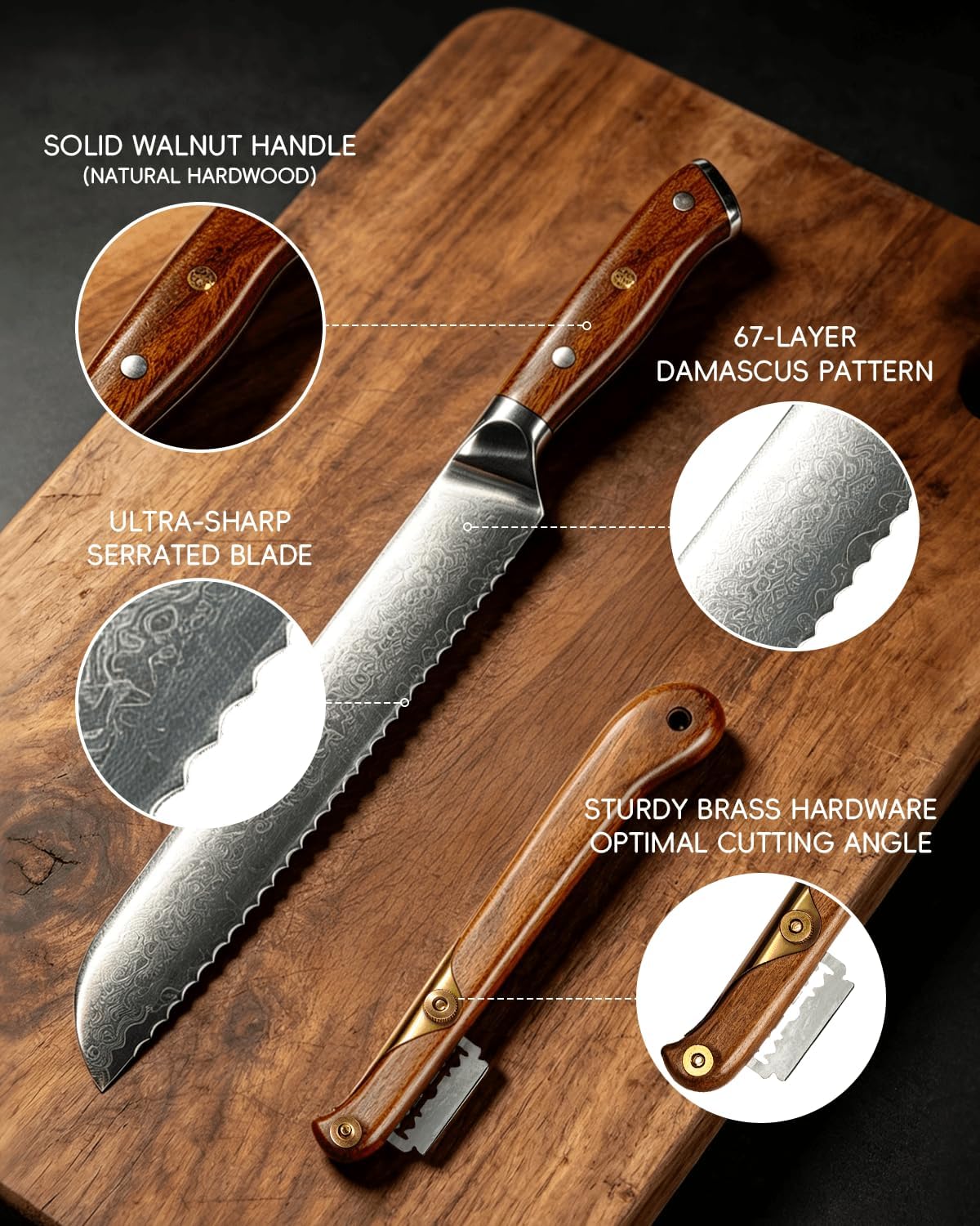 Damascus Bread Knife and Bread Lame Set
