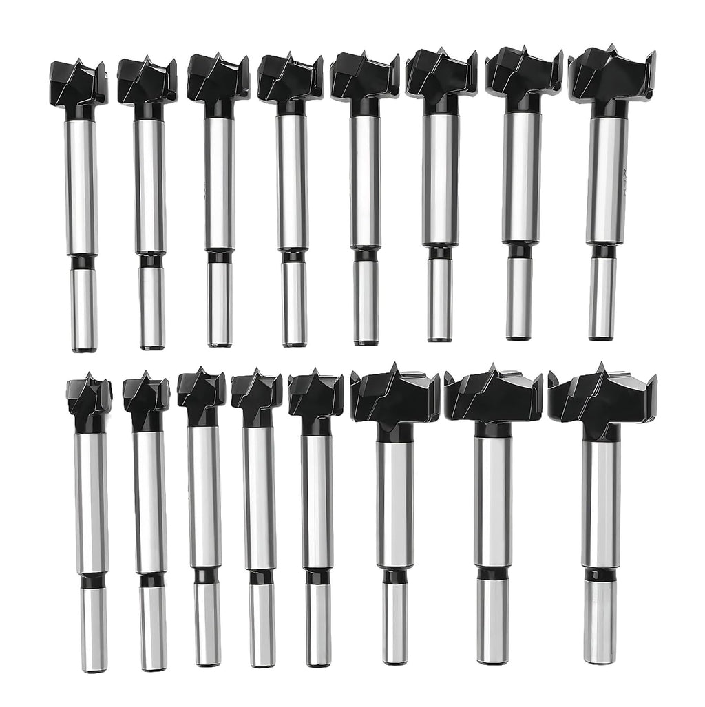 Forstner Drill Bit Set 15-35mm 16 Pcs Carbide Forstner Bits HSS | Wood Tool Punching Bit Wood Slabs Flat Wing
