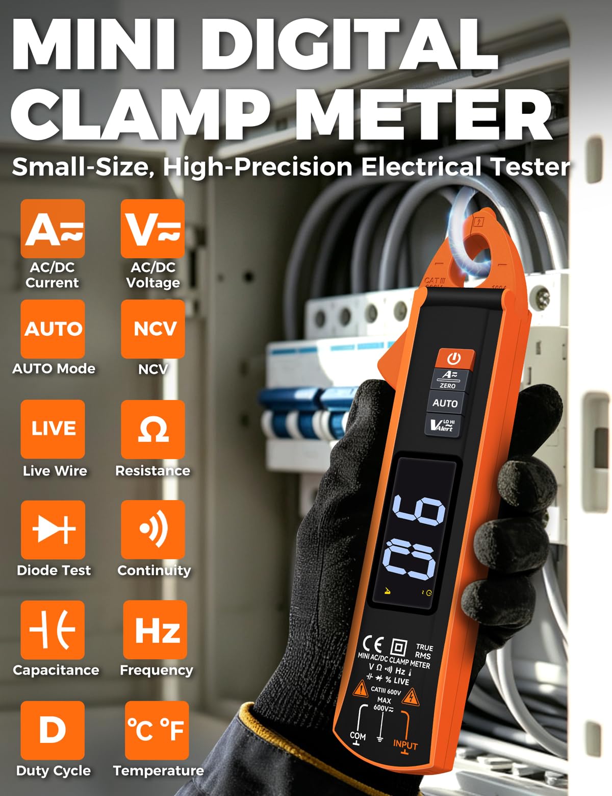 Digital Clamp Meter POROMETISTO, 1mA/mV High-Precision AC/DC Multimeter