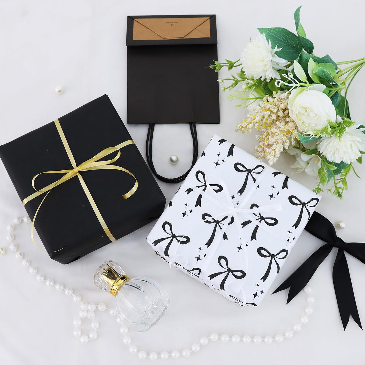 60 Sheets Black Bow Tissue Paper for Gift Wrapping