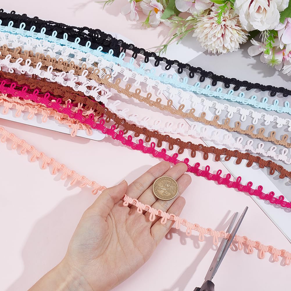 20 Yards Elastic Button Ribbon Trim Loop Braid Fringe Tassel Black White Buttonhole Bridal Loops Lace Bulk Webbing