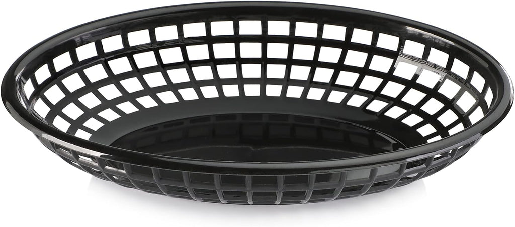 Fast Food Baskets, 9 1/4 x 6 Inch Oval, Black