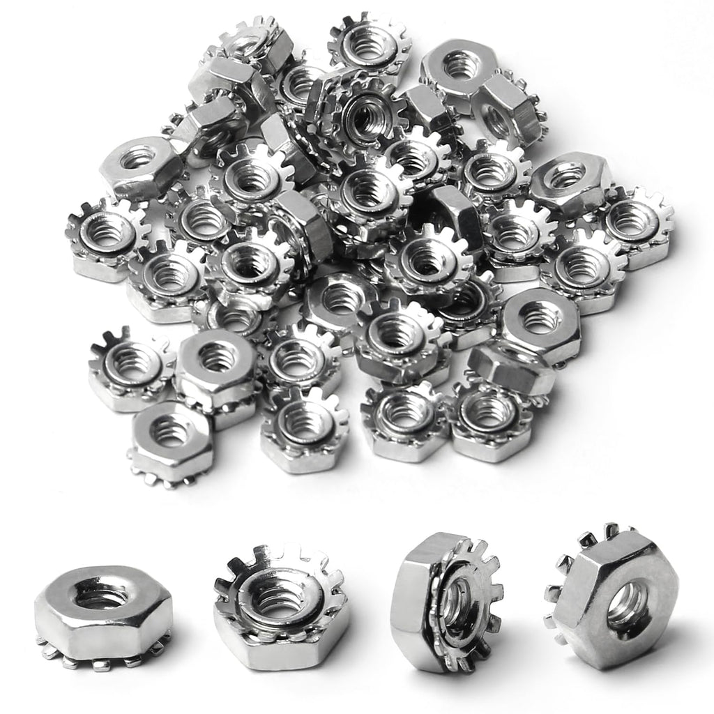 MroMax #6-32 K-Lock Nuts, Keps Nuts, External Tooth Washer Nuts, 100Pcs