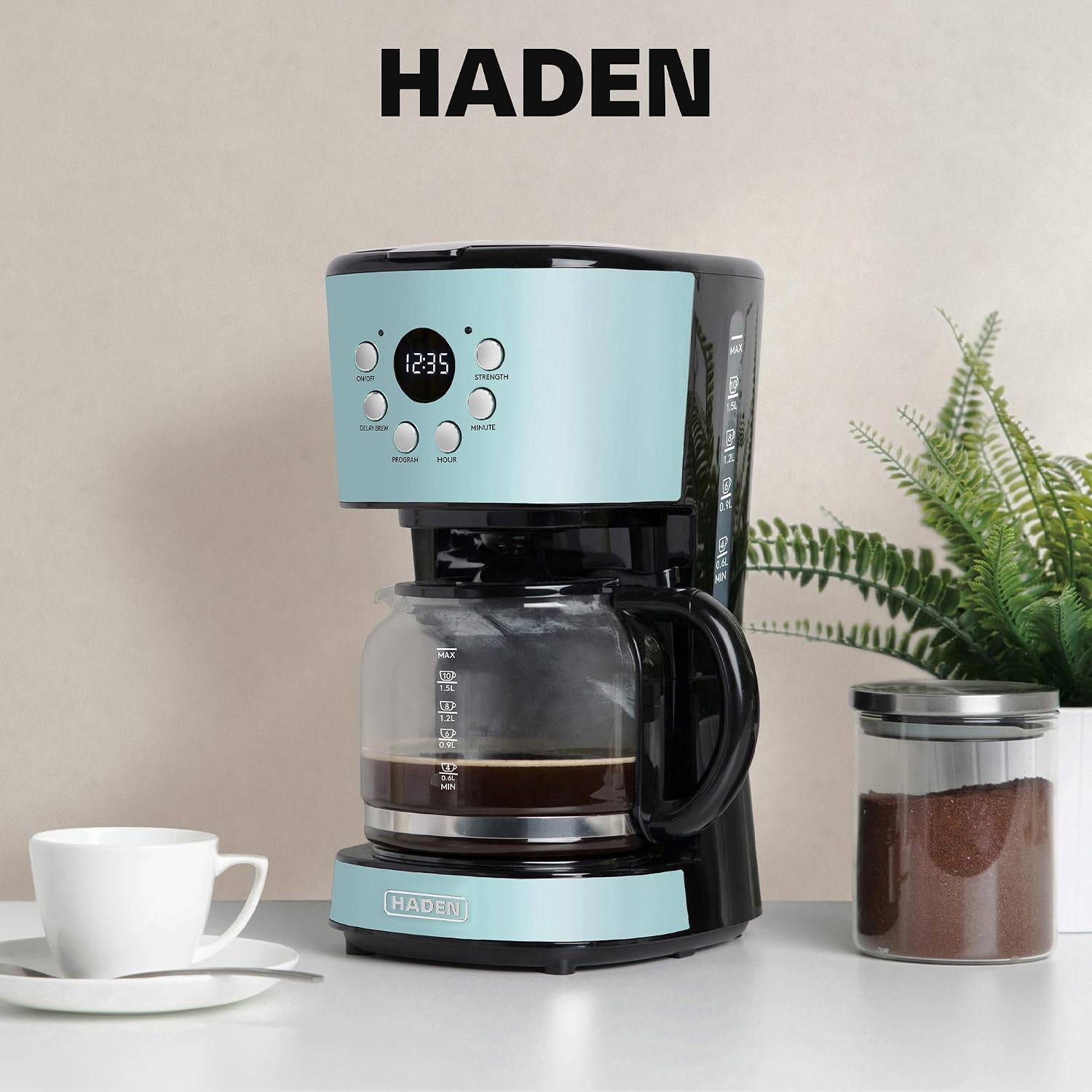 Coffee Machine, 12 Cup Programmable Drip Coffee Maker | with Auto Shut-Off Function and Reusable Washable Water