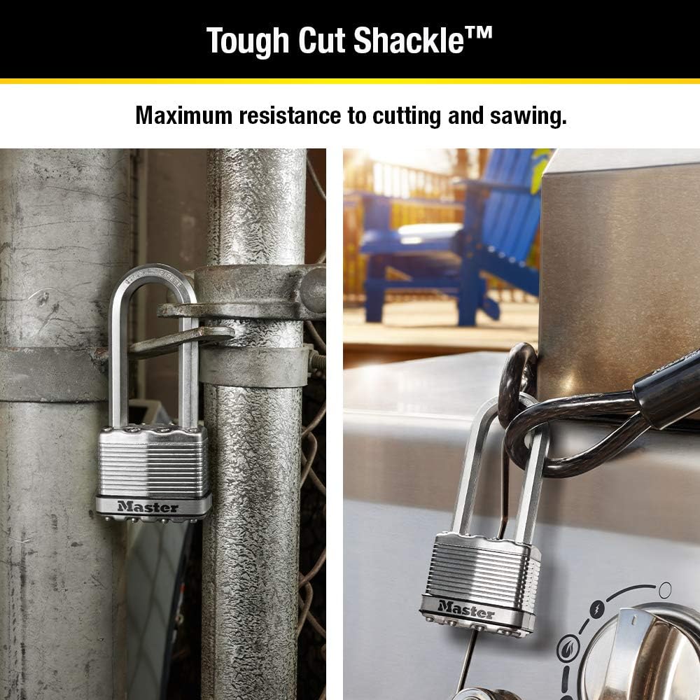 M5XTLJ Magnum Heavy Duty Outdoor Padlock with Key, 2 Pack Keyed-Alike