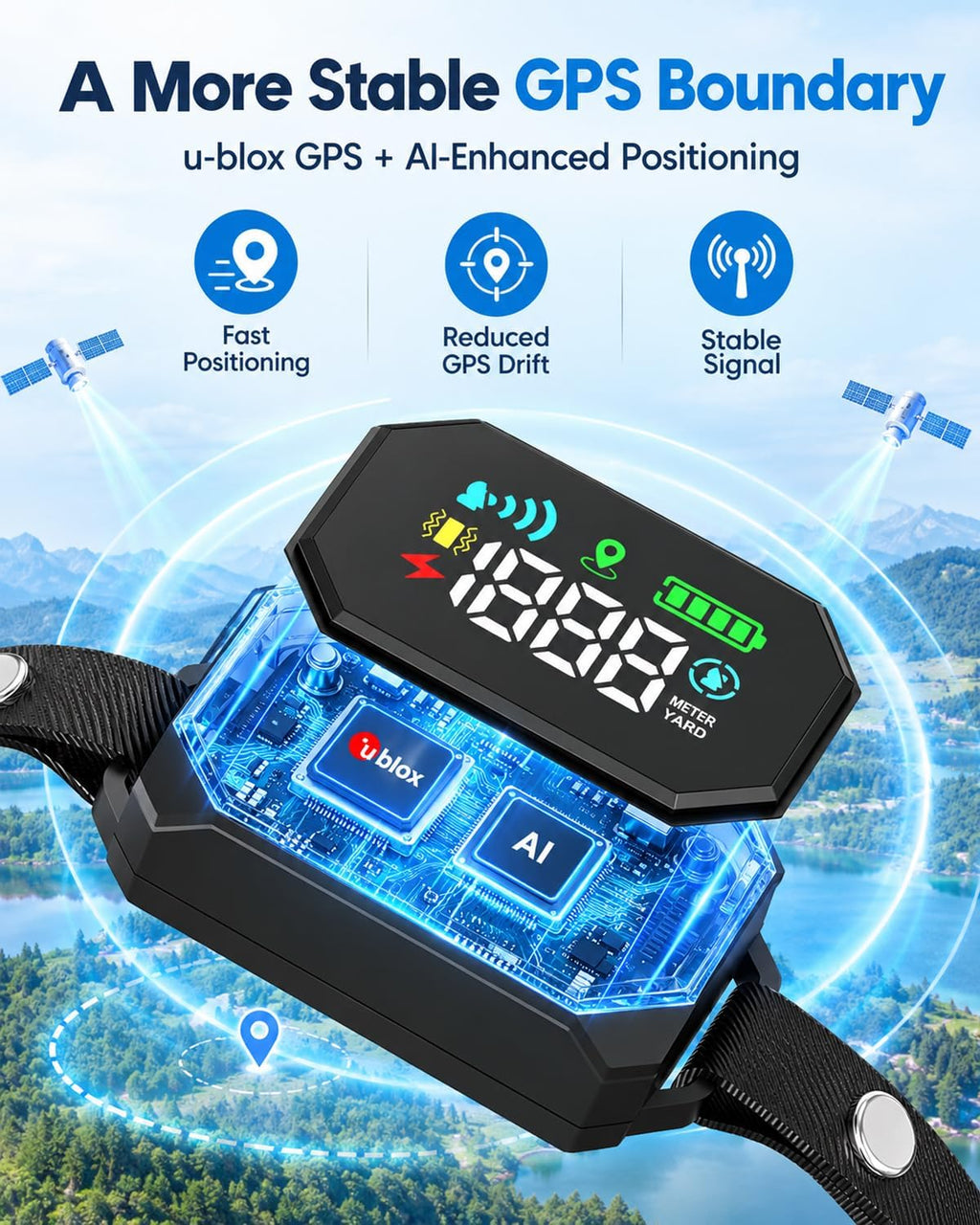 GPS Wireless Dog Fence System for Dogs 18+ lbs, 33–1999 Yard Range