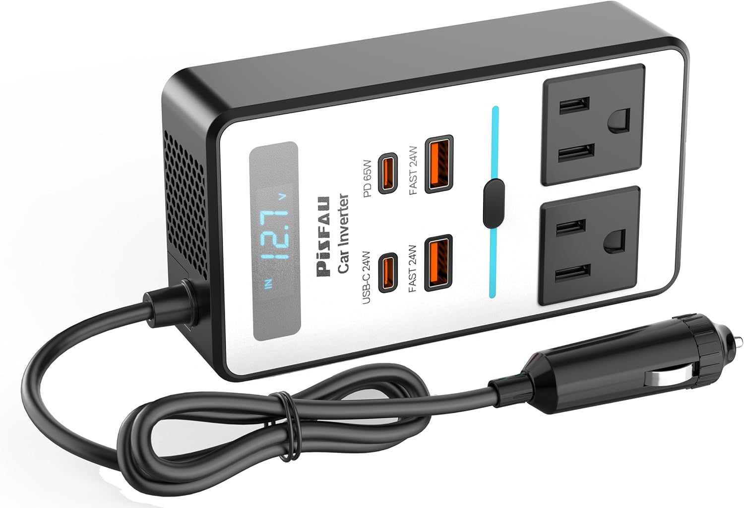 200W Car Power Inverter DC 12V to 110V AC,Cigarette Lighter Adapter Plug with [65W USB-C]/USB-Fast Charger
