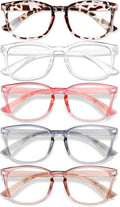 Blue Light Glasses for Woman Men, 99% Blocking Square Frame 5 Pairs | Anti Eyestrain & UV Glare Protection, Computer