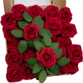 100Pcs Artificial Flowers Dark Red Rose Real Looking Fake Roses