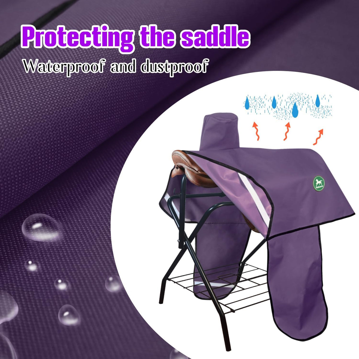 Western Saddle Cover with 6 Elastic Straps（Purple）