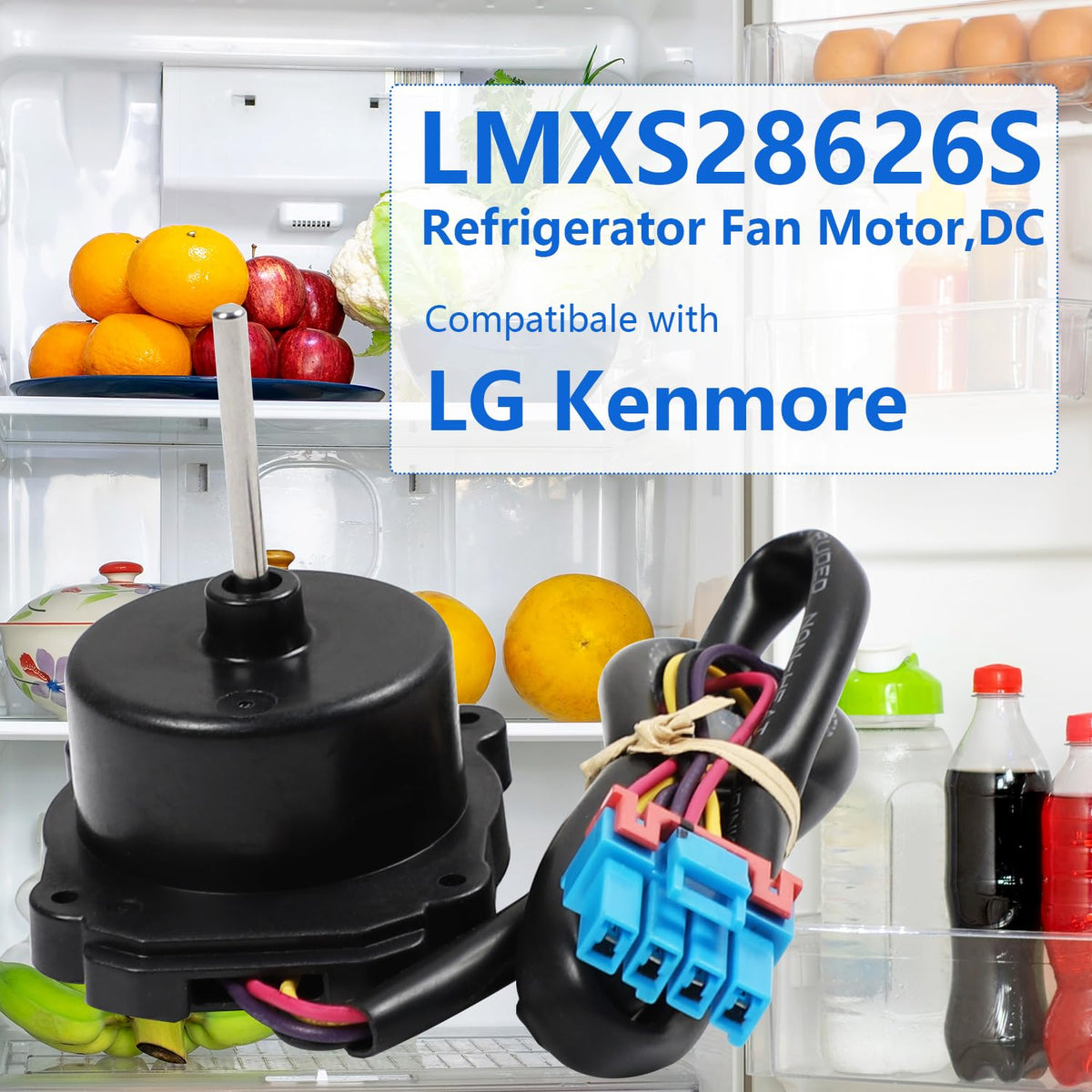 Refrigerator Condenser Fan Motor for LG LMXS28626S LFXS26973S LFXS26596S LMWS27626S LRMDS3006S LRFDS3016S LRFXC2416S LRFVS3006D LFXS28968S LMXS28626D LRMDS3006D LRSOS2706S LRFWS2906S