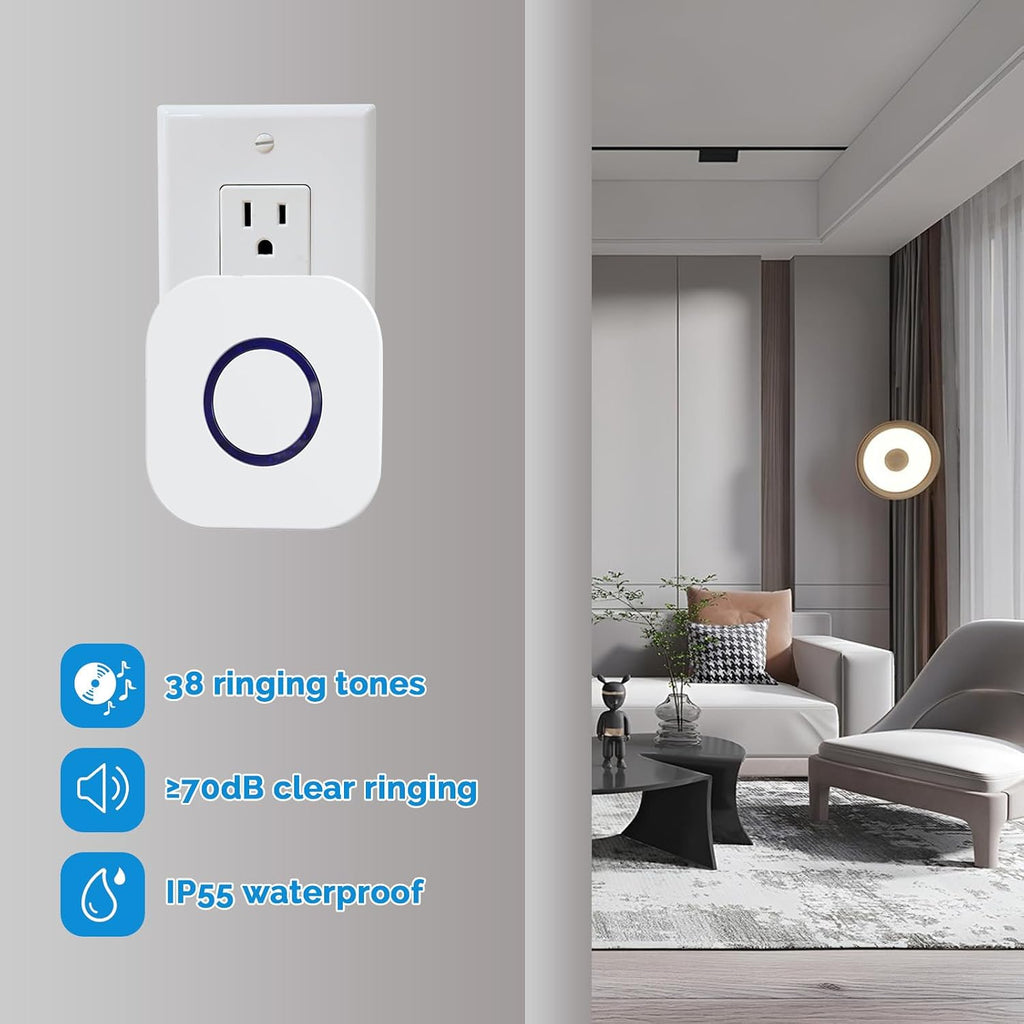 Caregiver Pager Wireless Emergency Button with SOS Alert for Seniors at Home - 38 Melodies 1000+ Feet Range for