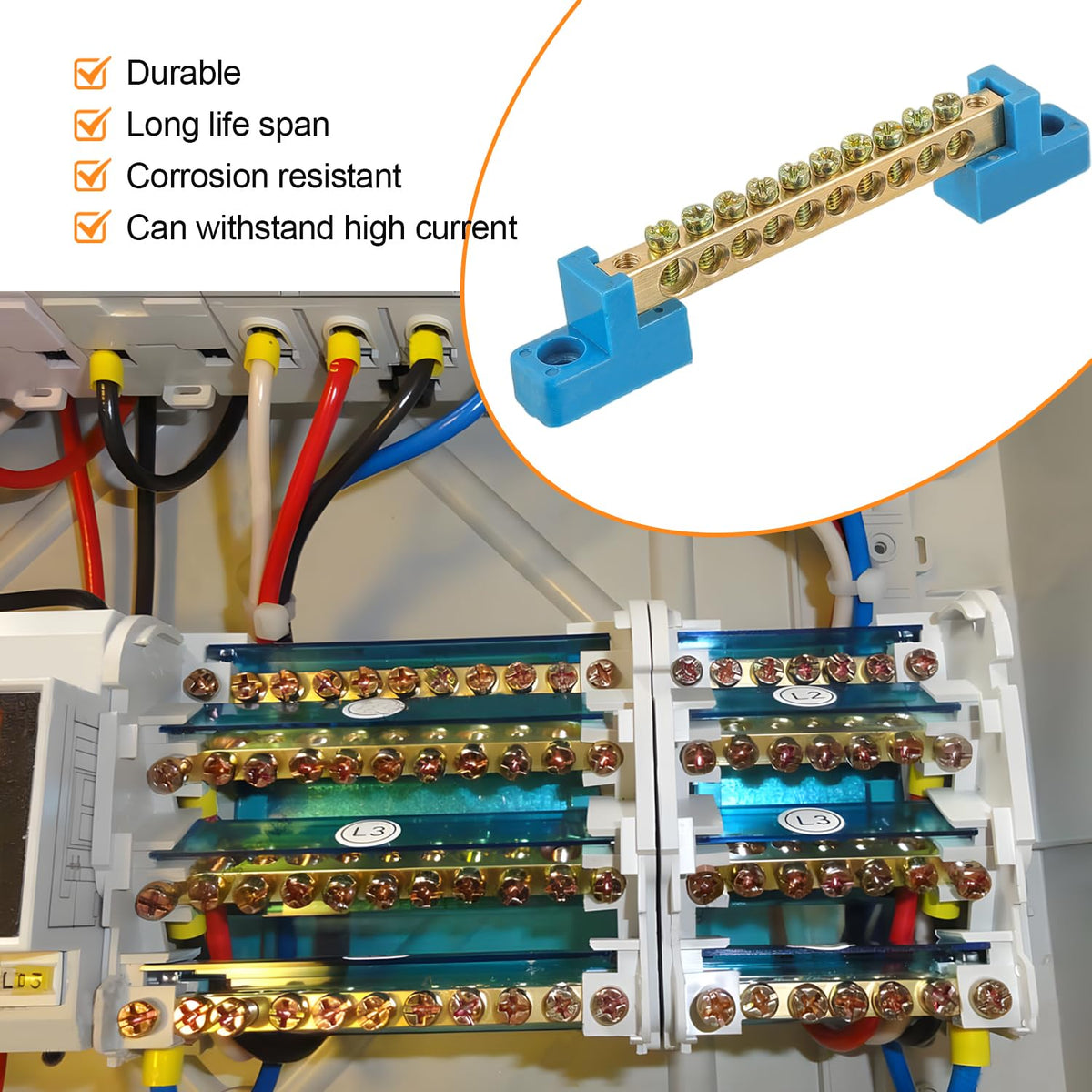 HUAREW 4PCS Grounding Bus Bar 10 Positions
