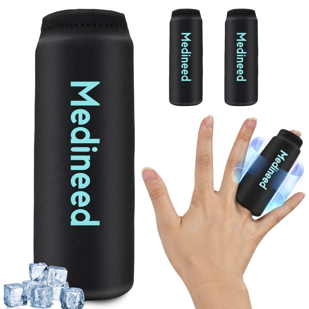 2PCS Finger Gel Ice Pack Sleeves, Cold Therapy for Injuries, Black