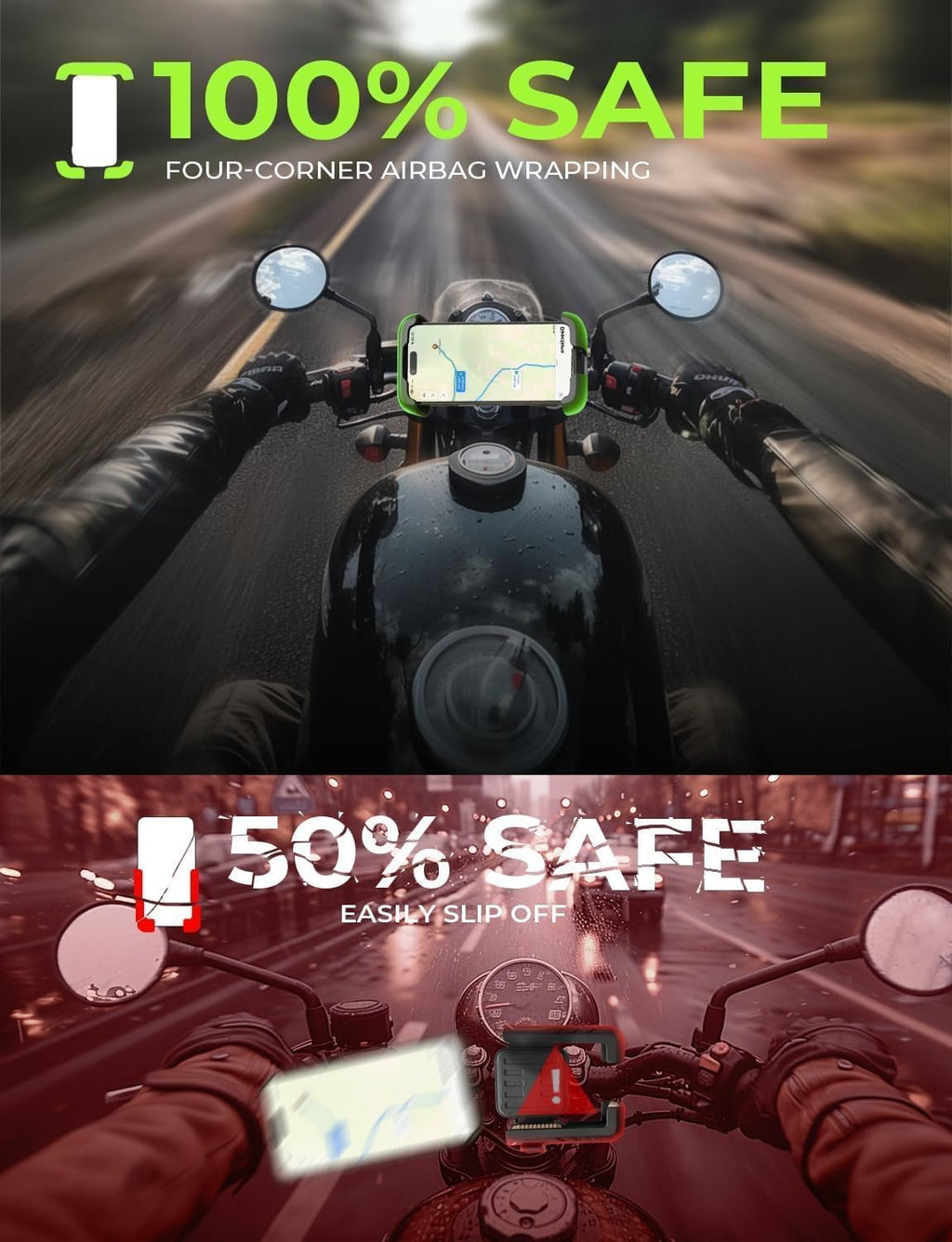 Bike Phone Holder, [Super Easy Install] Motorcycle Phone Mount Ebike Accessories Bicycle Handlebar Holder Mount Gifts