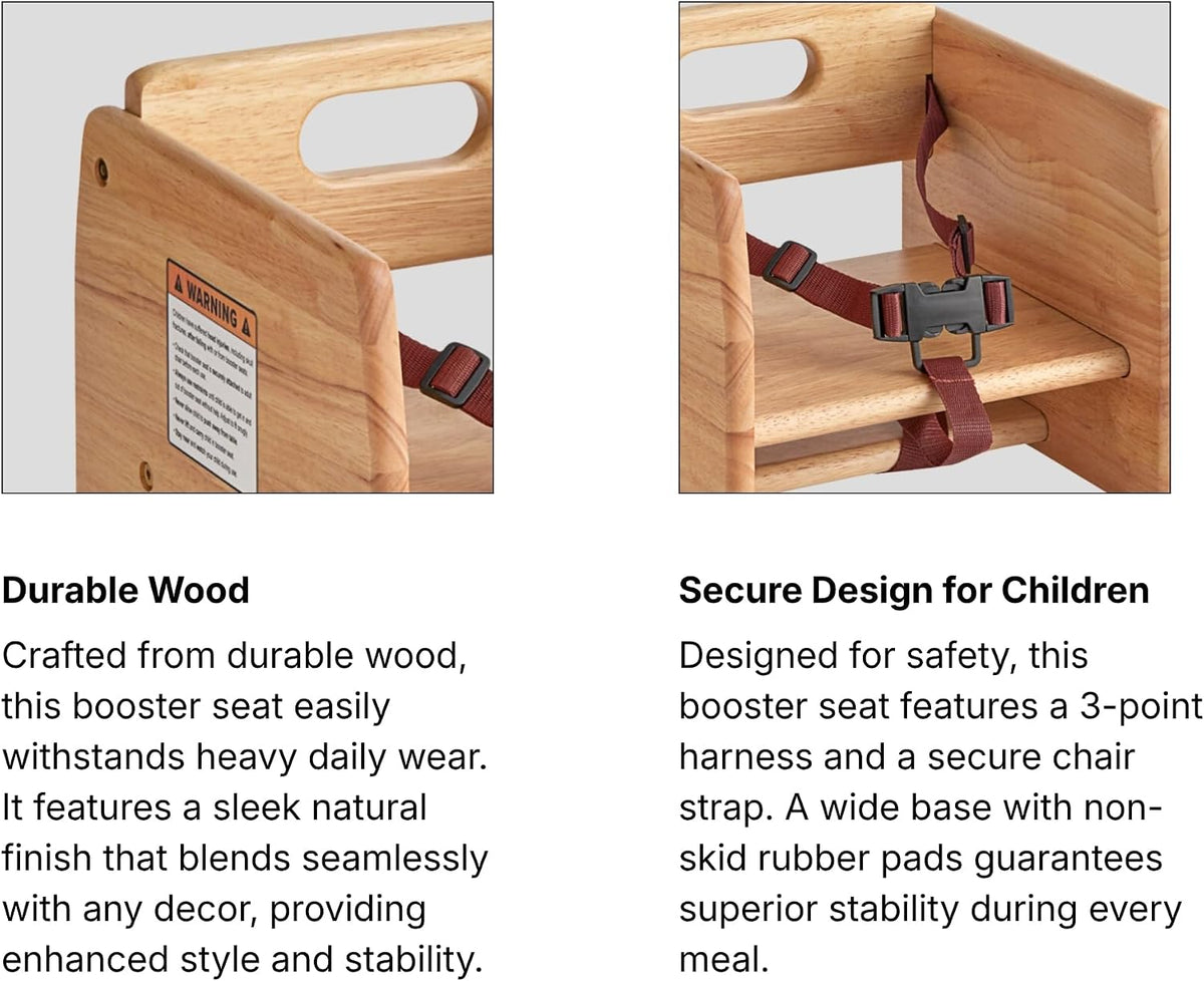 Natural Wooden Raised Restaurant Chair for Smaller Guests
