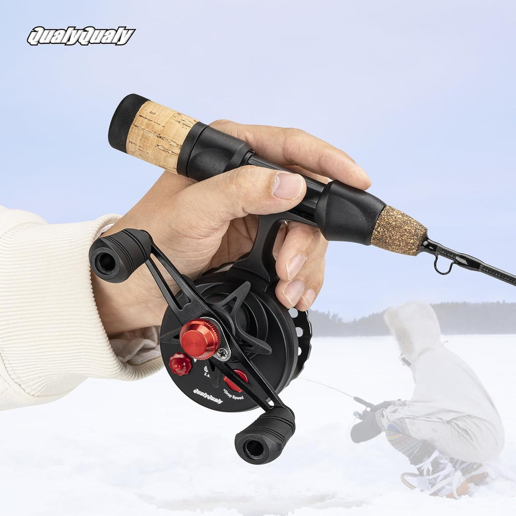 Ice Fishing Rod and Reel Combo 24-28 inch M/ML Inline Ice Fishing Combos 2 Different Tips for Walleye Perch Panfish