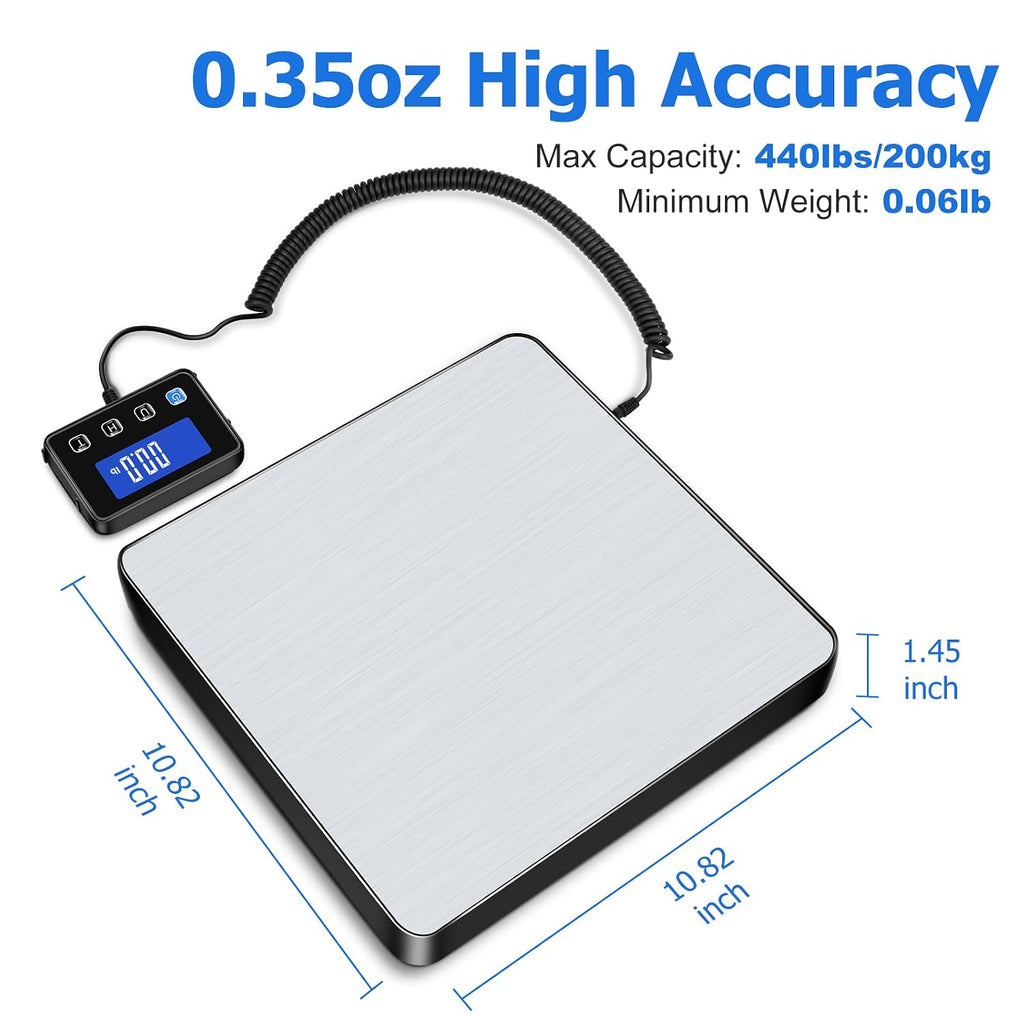 Shipping Scale, 440lb/0.35oz High Accurate Digital Postal Scale with Hold/Tare Function, Shipping Scale for Small