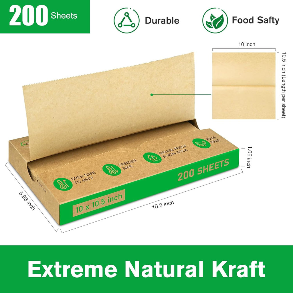 Precut POP UP Deli Paper Sheet, 200 Pack, 10" x 10.5", Kraft